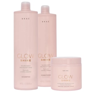 Kit Braé Glow Shine Shampoo 1L, Condicionador 1L, Máscara 500g (3 produtos)