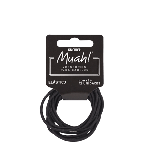 Muah! Sem Metal Preto - Elástico de Cabelo (6 unidades)