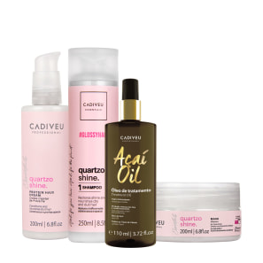Kit Cadiveu Professional Essentials Quartzo Shine Shampoo Máscara Pré-Shampoo e Açaí Oil 110 (4 produtos)