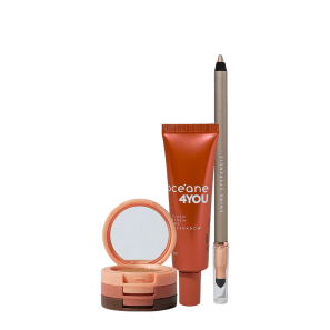 Kit Océane 4you Trio de Sombras Cooper Shine Lápis Dourado e Blush Líquido Laranja