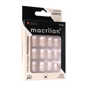 Unhas Postiças Tamanho Curto Francesinha Macrilan