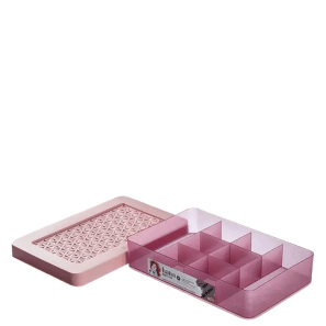 Caixa Porta-Joias Plástica com 8 Divisórias Rosé Ordene
