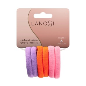Lanossi Tangerine Sem Metal - Elástico de Cabelo (6 Unidades)