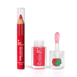 Combo Quem Disse, Berenice?: Lip Oil Cuide-se Bem Morango 3,5ml + Lápis Multifuncional 3 Em 1 Toda Colorida 1,2g