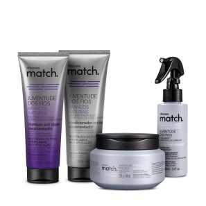 CCombo Match Juventude dos Fios Brancos Tingidos: Cuidado diário (4 itens)