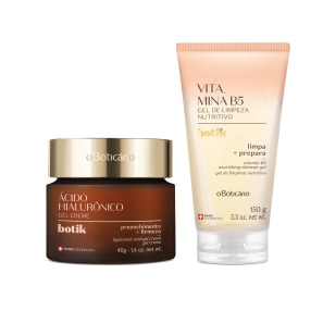 Combo Botik: Gel Creme Facial Firmador Ácido Hialurônico 40g + Gel de Limpeza Facial Nutritivo Vitamina B5 150g