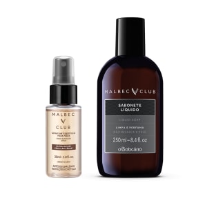 Combo Autocuidado Malbec Club: Spray Antisséptico 30ml + Sabonete Líquido 250ml