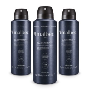 Combo Malbec Noir: Desodorante Antitranspirante Aerossol 75g (3 unidades)