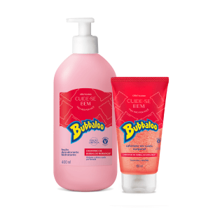 Combo Cuide- Se Bem Bubbaloo Morango: Sabonete Líquido 150ml + Loção Hidratante Desodorante Corporal 400ml