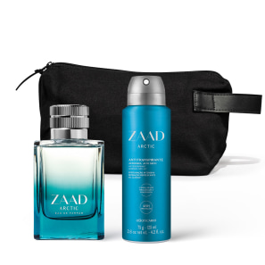 Combo Zaad Arctic: Eau de Parfum 95ml + Desodorante Aerosol 75g + Nécessaire Preta