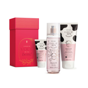 Kit Presente Dia das Mães Cuide-se Bem Deleite: Loção Hidratante Desodorante Corporal 200ml + Body Splash 200ml + Creme de Mãos 50g