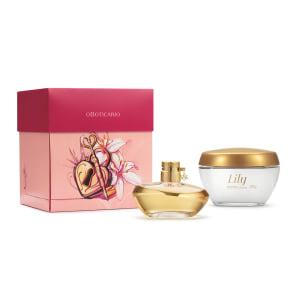 Kit Presente de Dia dos Namorados Lily: Eau de Parfum 75ml + Creme Acetinado 250g + Caixa de Presente