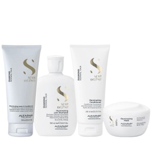 Kit Alfaparf Semi Di Lino Diamond - Shampoo 250ml + Condicionador 200ml + Máscara 200ml + Leave in 200ml