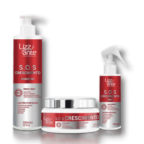 Kit SOS Crescimento Acelerado Antiqueda Fortalecimento Capilar Combate Calvície Anticaspa Trata Alopecia