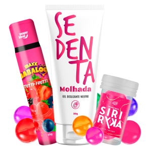 Kit Gel Lubrificante Íntimo Comestível Sedenta Molhada Deslizante e Excitantes 50g