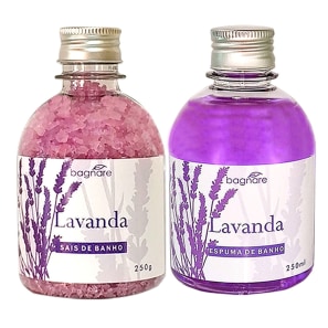 Kit Sais De Banho E Espuma Para Banheira Hidro Relaxante Lavanda 250g Cada
