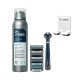 Combo Barba Feita The Razor 4: Aparelho de Barbear + Espuma de Barbear Hidratante 160ml + Suporte