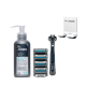 Combo Barba Feita The Razor 4: Aparelho de Barbear + Balm Para Barbear 100ml + Suporte