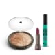 Kit Pó Iluminador Marmorizado + Máscara de cílios Escândalo Preti Alongamento + Batom Mate Alta Pigmentação Amorando