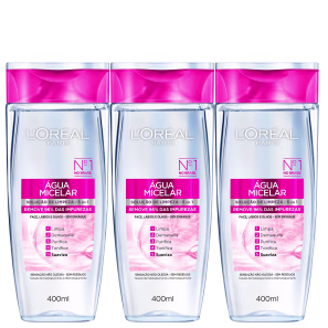 Kit L'Oréal Paris Dermo Expertise Água Micelar 5 em 1 - Água Demaquilante 3x400ml