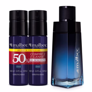 Combo Malbec Bleu: Desodorante Colônia 90ml + Kit Body Spray