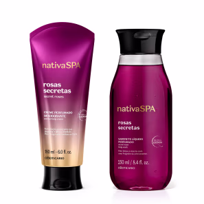 Combo Nativa SPA Rosas Secretas: Sabonete Líquido 250ml + Creme Perfumado Corporal 180ml