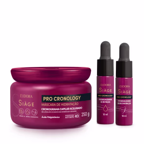 Combo Siàge Pro Cronology: Máscara de Hidratação 250g + Potencializador de Nutrição 10ml + Potencializador de Reconstrução 10ml