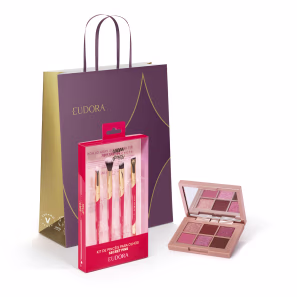 Combo Presente Natal Niina Secrets: Paleta de Sombras Shine 5,4g + Kit Pinceis para Olhos + Sacola