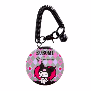 Mini Espelho Kuromi para Zíper Bolsa Dobrável Preta Klass Vough