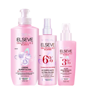 Kit Elseve L’Oréal Paris Glycolic Gloss Care Trio (3 Produtos)