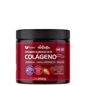 Colágeno Verisol Com Ácido Hialurônico 200g Sabor Morango Muwiz