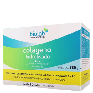 Biolab Colágeno Hidrolisado Laranja - Suplemento Alimentar (30 Sachês)
