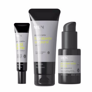 Combo MEN: Loção Desodorante Hidratante 200g + Gel Facial Secativo para Espinhas 15g + Protetor Solar Facial FPS30 48ml