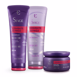 Combo Siàge Combate O Frizz: Shampoo 250ml + Máscara 250g + Condicionador 200ml