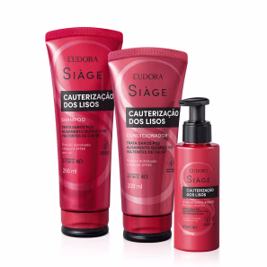 Combo Siàge Cauterização dos Lisos: Shampoo 250ml + Condicionador 200ml + Leave-in 100ml