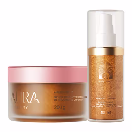 Imagem do produto Kit Aura Beauty by Jade Picon Radiante - Geleia Iluminadora Radiante Aurora Shine 200g e Body Iluminador Mistico Afrodite Garden 100ml