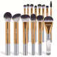 Kit 14 Pincéis Maquiagem MAANGE Base Sombra Corretivo Blush Premium - Dourado Prateado (1)