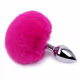 Plug Anal Pompom Tamanho P 7cm x 2,8cm em Aço Rabo de Coelho Pink (5)
