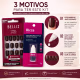 Kit Belliz: Unhas Postiças Quadrado Curto Marrom Jazz e Cola De Unhas Ricca 5g (4)