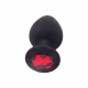Sexy Import Tamanho P 7cm x 2,8cm Preto com Pedra Vermelha - Plug Anal em Silicone (4)