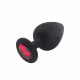 Sexy Import Tamanho P 7cm x 2,8cm Preto com Pedra Vermelha - Plug Anal em Silicone (1)