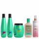 Aneethun Cachos System Kit Shampoo Condicionador Máscara Creme de Silicone Cachos e Blend SOS Fluído Reconstrutor 210ml (1)