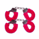 Kit com 2 Algemas em Metal com Pelúcia Vermelha Hand Cuffs