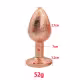 Plug Anal de Luxo Dourado com Pedra Tamanho P 7cm x 3,2cm (2)