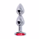 Plug Anal Escalonado em Aço 10,4cm x 3,6cm Base com Pedra Vermelho 77g (3)