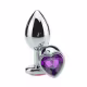 Plug Anal em Metal Grande Base Coração e Cristal Colorido - Roxo (1)