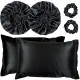 Kit Bemart Fronha Touca e Xuxinhas Cetim Preto (6 Produtos)