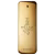 Frasco de perfume dourado da marca Rabanne, com o nome "1 Million" gravado em relevo. O design é elegante e minimalista, com o logotipo da marca destacado.