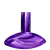 Frasco de item de perfumaria de cor violeta brilhante, com formato ovalado e tampa retangular. Rótulo com o texto "euphoria Calvin Klein" em letras brancas.