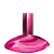 Um item de perfumaria em formato de frasco com tampa, em tons de rosa brilhante. O frasco possui uma forma arredondada e elegante, com um rótulo destacado na parte frontal exibindo o nome da marca em letras brancas.